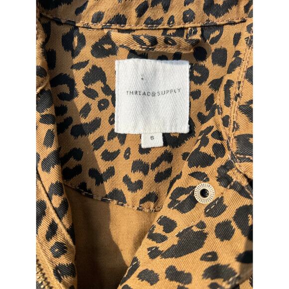 Thread & Supply Jacket Women Size Small Leopard Print Full Zip Long Sleeve - Picture 6 of 8